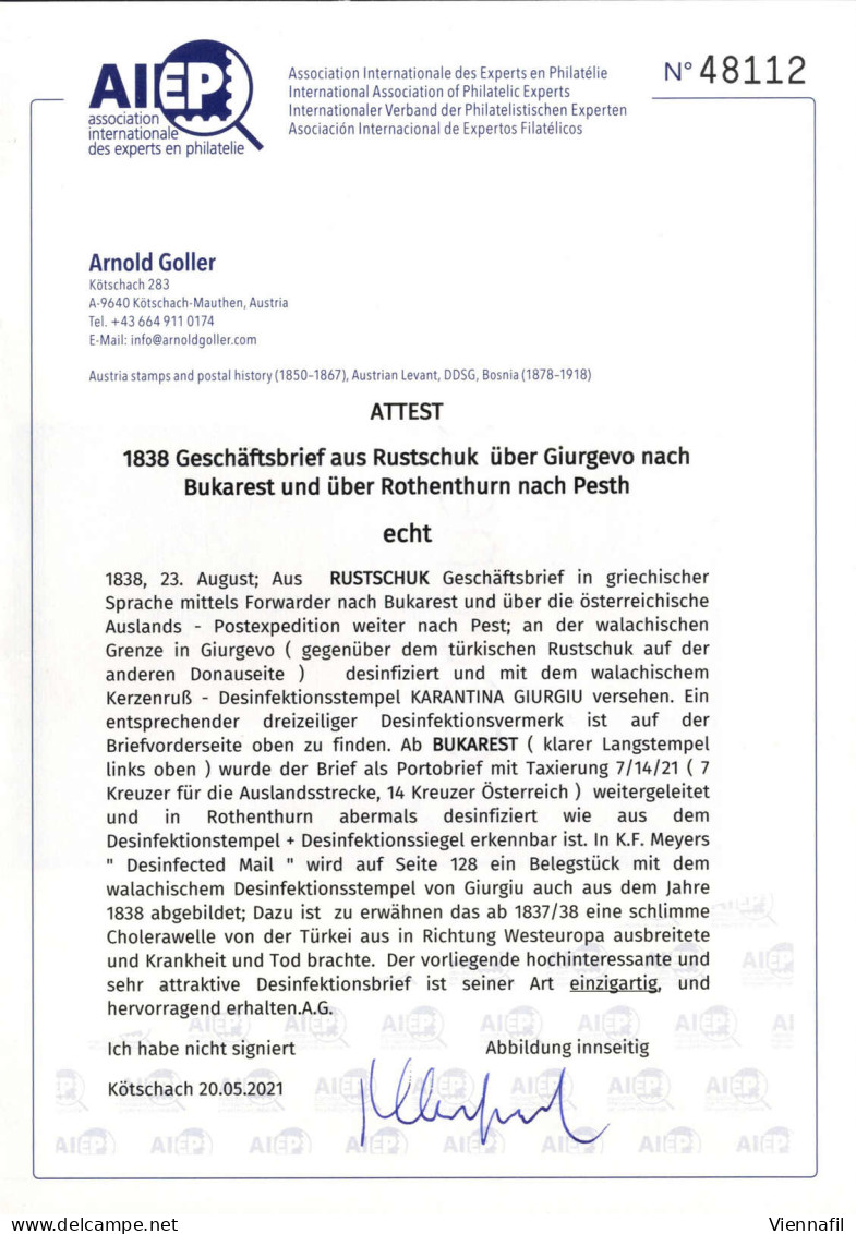 Cover 1838, Geschäftsbrief Aus Rustschuk In Griechischer Sprache, Mittels Forwarder Zur österr. Auslandsexpedition In Bu - Eastern Austria