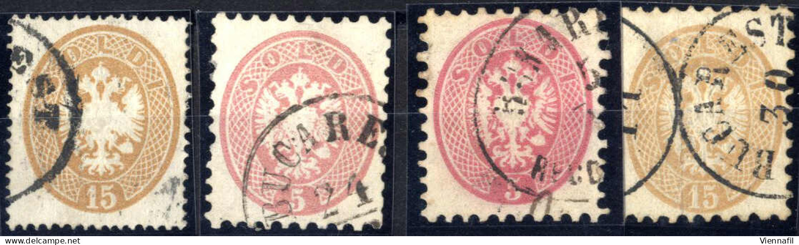 O 1863/4, 15 Soldi Braun Gez. 14, 2x5 Soldi Rosa Gez. 9½ Und 15 Soldi Braun Gez. 9½ (senkrechter Bug Und Helle Stelle),  - Oostenrijkse Levant