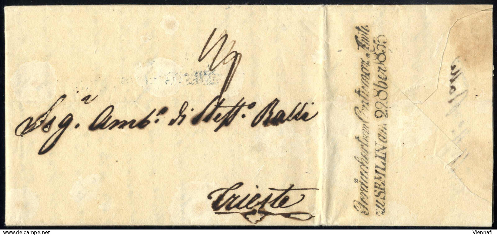 Cover Constantinopel 10.10.1833, Brief Nach Triest, Desinfiziert Mit Stempel Rückseitig "Geräuchert Vom Contumaz Amt / S - Sonstige & Ohne Zuordnung