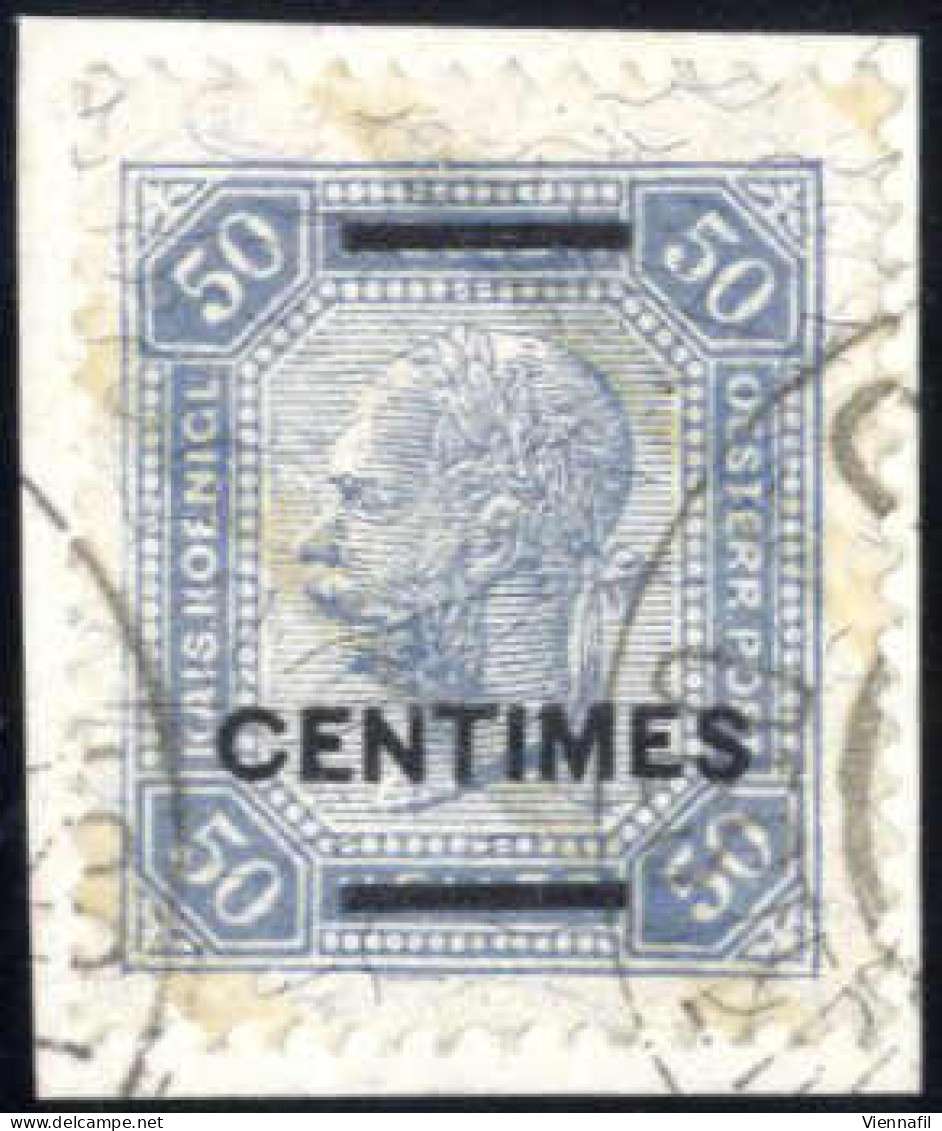 Piece 1903/04,50 Centimes Mit Lackstreifen, Echt Gestempeltes Prachtstück CANEA, Signiert Dr. Ferchenbauer, Aktuelles Fo - Levant Autrichien