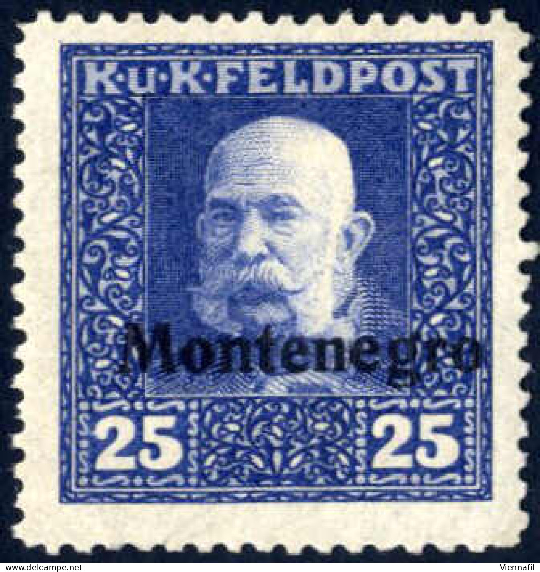* 1917, Nicht Verausgabte Werte, 25 H. Mit Schwarzem Aufdruck, Gefalzt, Signiert, ANK X - Montenegro