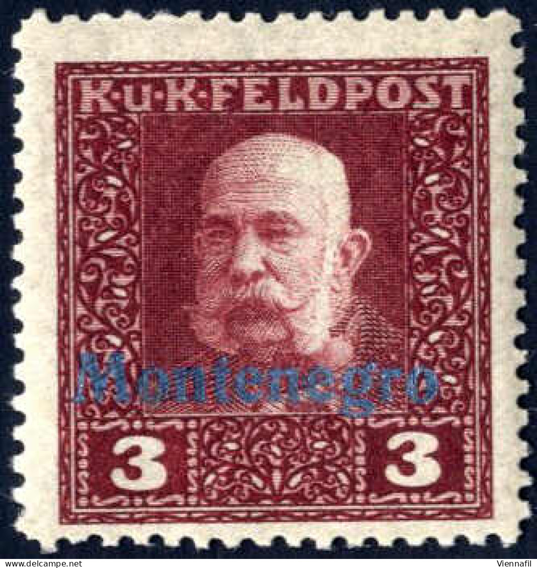 ** 1917, Nicht Verausgabte Werte, 3 H. Mit Blauem Aufdruck, Postfrisch Signiert Ferchenbauer, ANK V - Montenegro