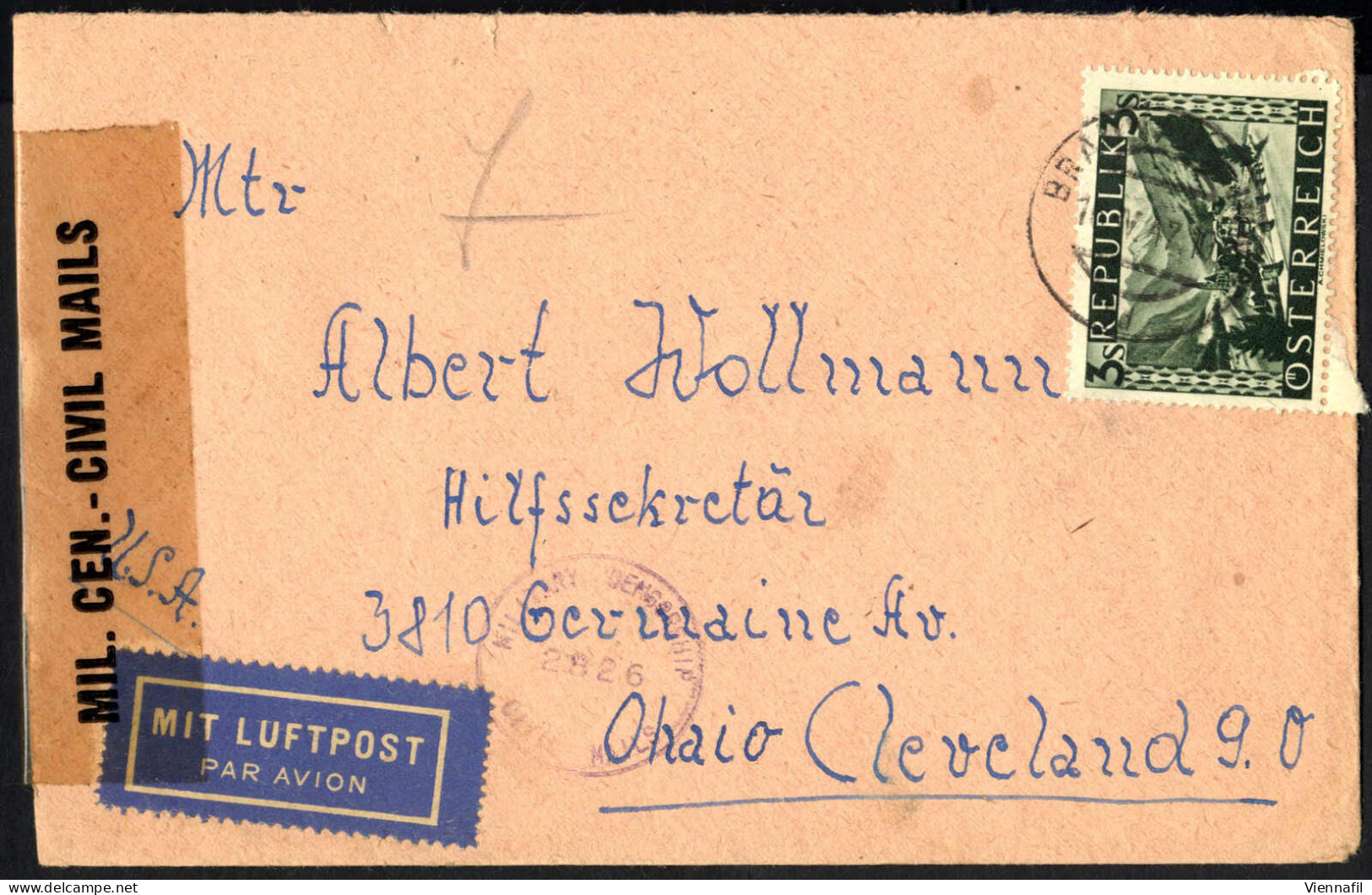 Cover 1946/7, Vier Luftpostbriefe Von Wien, Schwanenstadt, Braunau Und Linz, Frankiert Mit Bunten Landschaften; Zwei Nac - Sonstige & Ohne Zuordnung