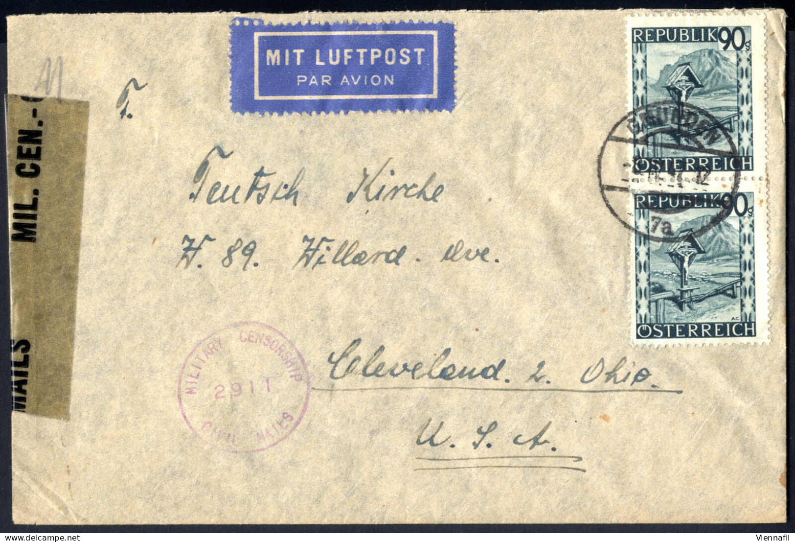 Cover 1947, 6 Luftpostbriefe, Fünf Frankiert Mit "bunten Landschaften" Und Einer Mit Luftpost 1947 3 S. Braun, Fünf Davo - Altri & Non Classificati
