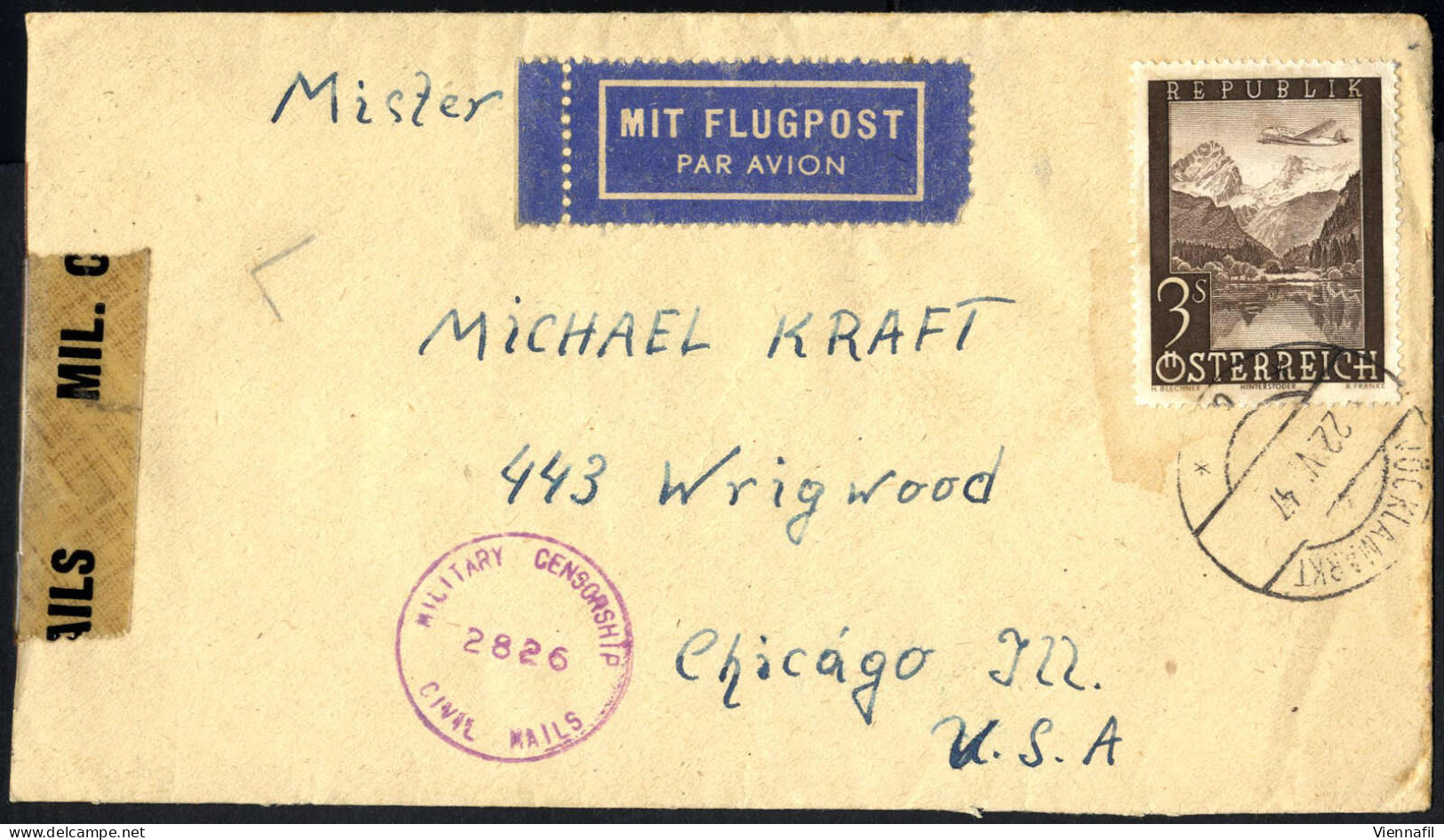 Cover 1947, Zwei Luftpostbriefe Vom 22.5. Und Vom 7.10.1947 Von Vöcklamarkt Bzw. Von Schwanenstadt Nach Chicago (USA) Fr - Other & Unclassified
