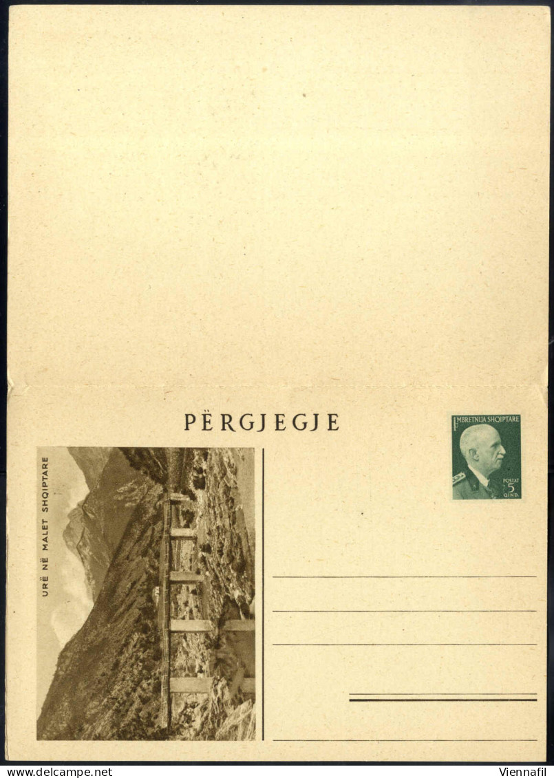 ** 1940, Bildpostdoppelkarte 5/5 Q Grün, Ungebraucht, Mi. P 51 - Albania