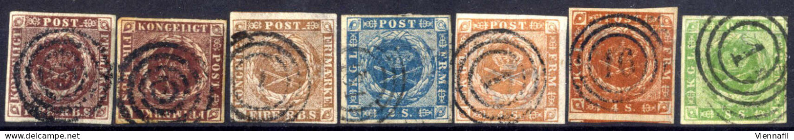 O 1851/1857, Sieben Gestempelte Werte Der Beiden Ersten Ausgaben, Mi. 1,3,4,5 - Other & Unclassified
