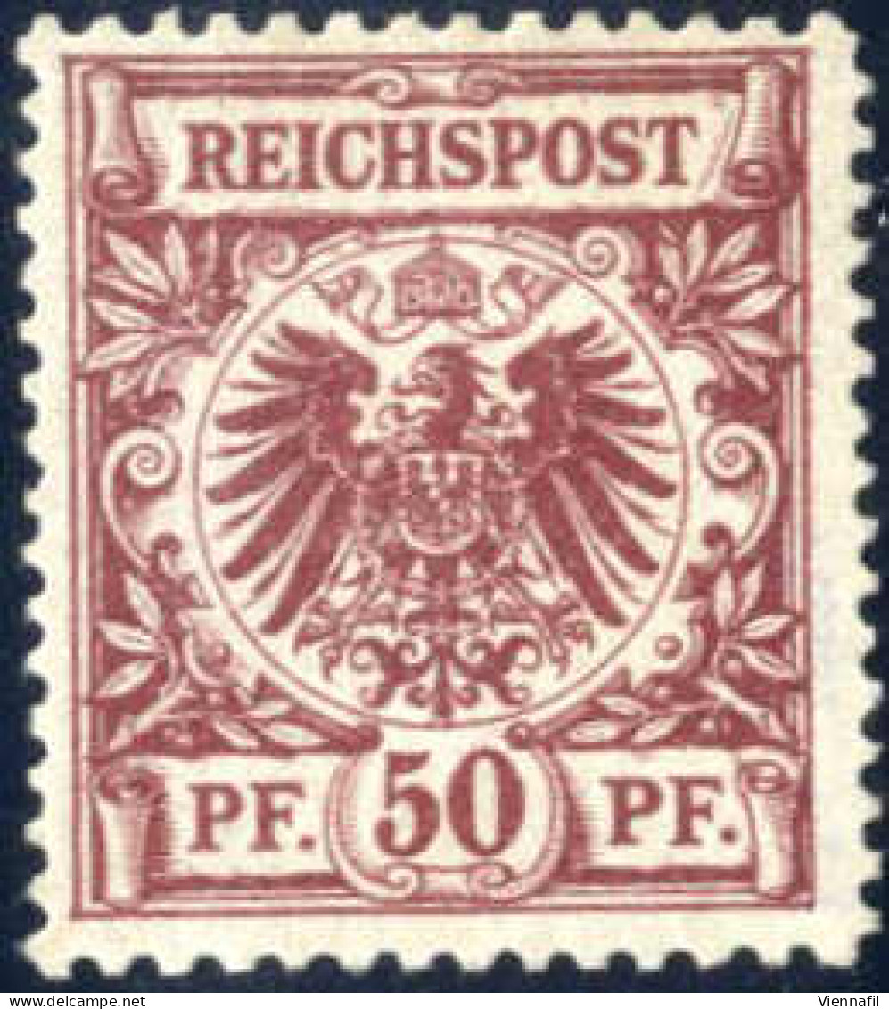 * 1889, Krone Und Adler, 50 Pf In Der Extrem Seltenen Farbe Bräunlichkarmin, Ungebraucht, Attest Wiegand, Mi. 50 Aa / 25 - Other & Unclassified