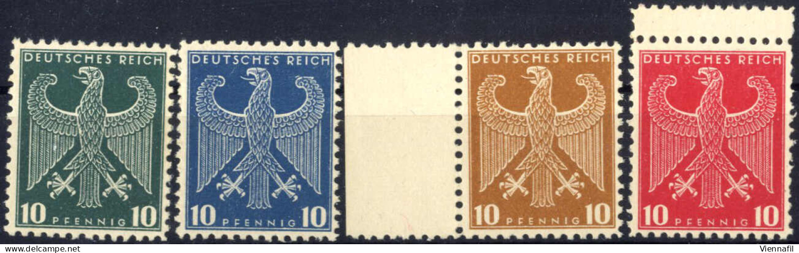 (*) 1925/26 Ca., Adler-Großformat Zu 10 Pfennig In Den Farben Ocker, Tiefblau, Karmin Und Grün Sind Essays Letzter Entwü - Sonstige & Ohne Zuordnung