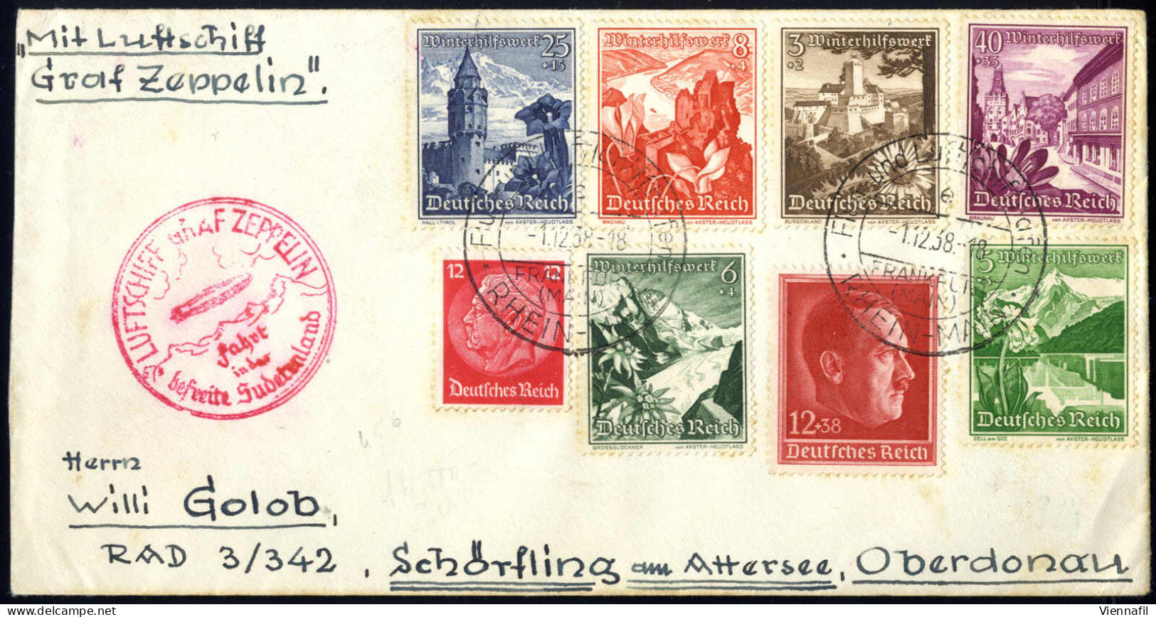 Cover 1930-39, Lot Mit Sechs Zeppelinbriefen Bzw. -karten Mit Verschiedenen Frankaturen; Dabei Nordlandfahrten 1930, Deu - Andere & Zonder Classificatie