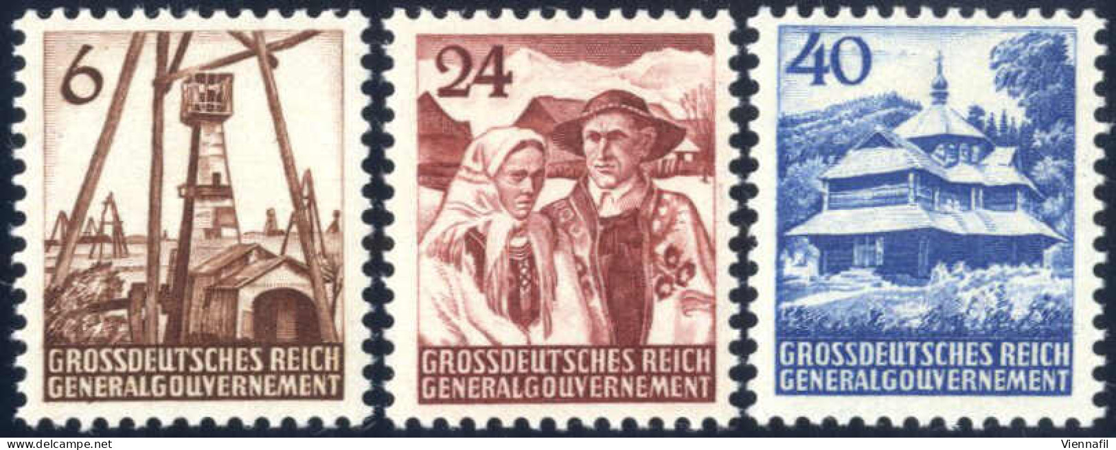 ** 1944, Land Und Leute, Nicht Verausgabte Komplette Serie 3 Werte Postfrisch, Attest Pfeiffer, Mi. I-III - Autres & Non Classés