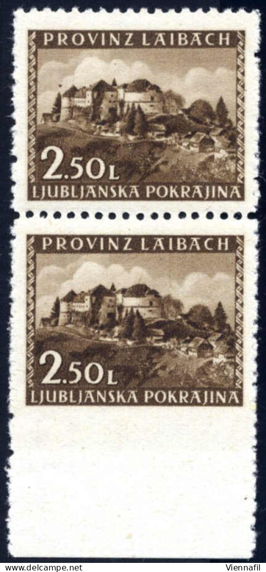 **/pair 1945, Provinz Laibach, 2,50 L. Schwärzlichockerbraun, Senkrechtes Paar Postfrisch, Die Untere Marke Unten Ungezä - Bezetting 1938-45