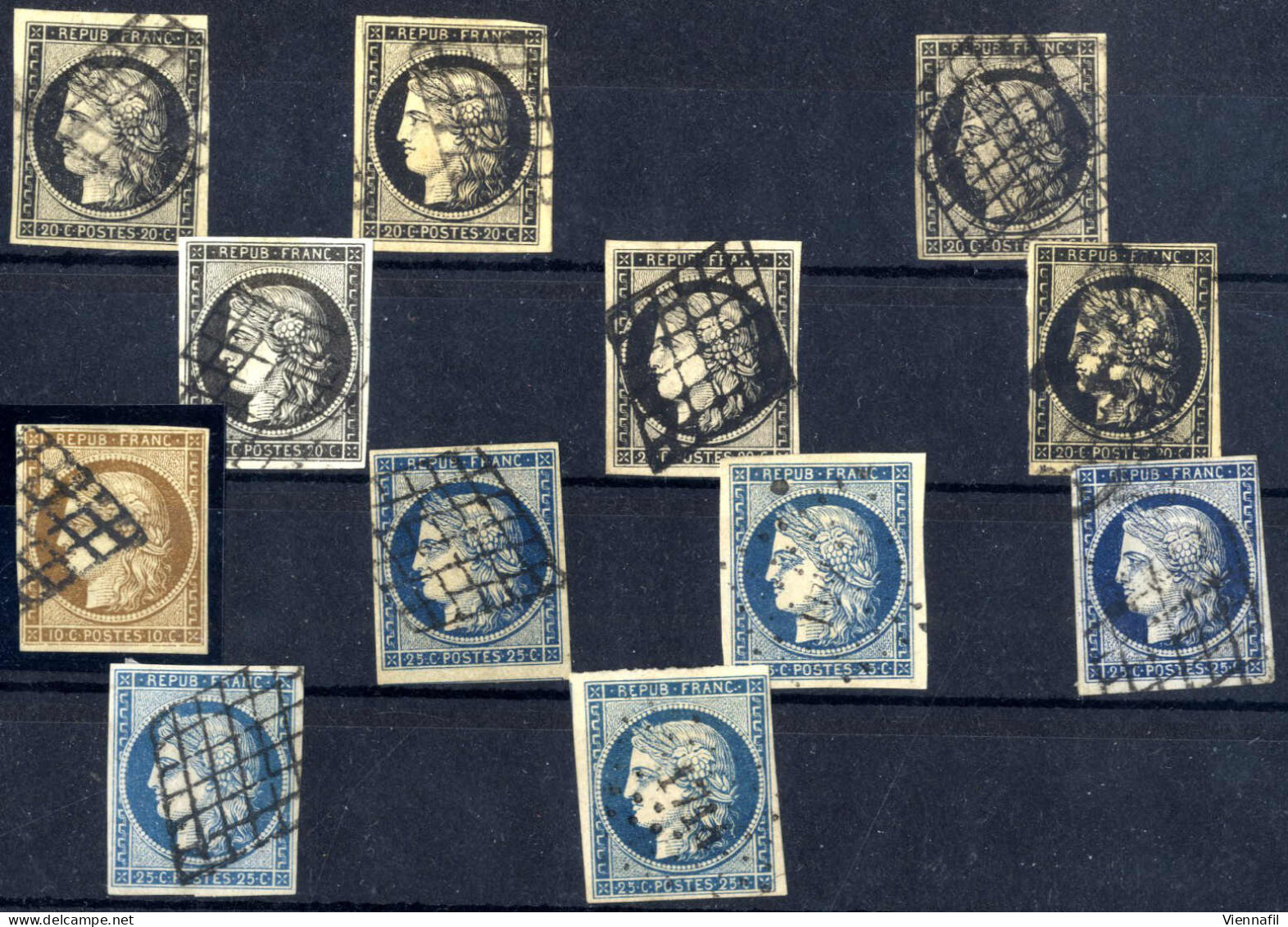 O/cover 1849/71, Klassische Markenausgabe, Lot Mit über 30 Gestempelte Marken In Einsteckkarten - Autres & Non Classés