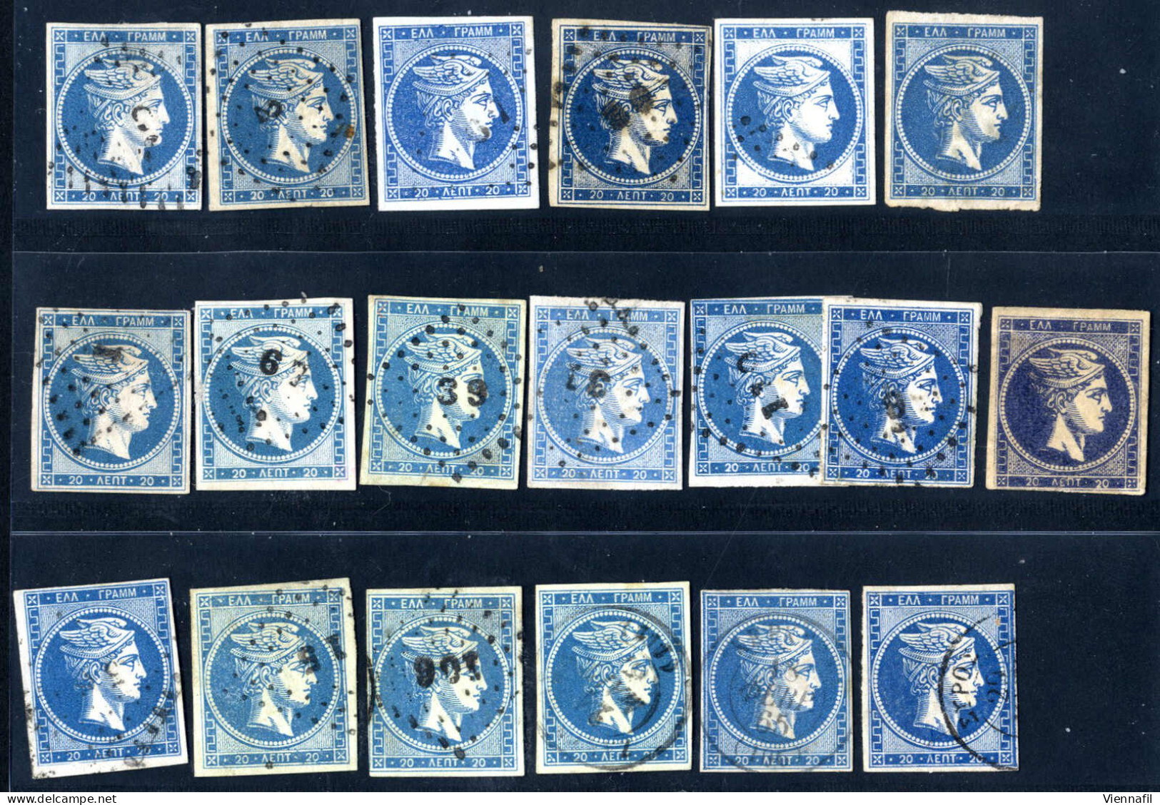 O/(*) 1861-1880, 20 Lepta Lot Of Ca. 148 Stamps (ca. 52 With Faults), Two Unused (1871/2 Good Margins Without Gum And 20 - Autres & Non Classés