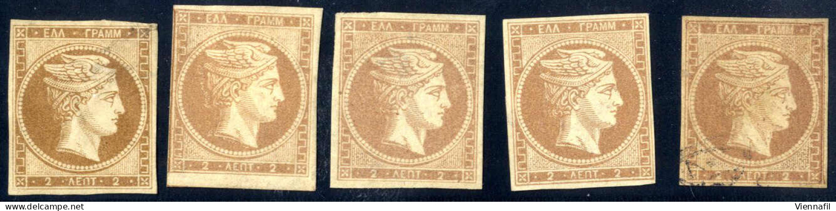 */o/bof/(*) 1861-1880, Lot Of 31 Singles And A Block Of Four (mint) 2 Lepta, Mint (4), Unused Without Gum (10) And Used, - Other & Unclassified