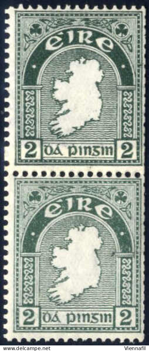 ** 1934, Nationale Symbole Mit Wz 1, Rollenmarke 2 Pg Schwarzgrün In Senkrechtem Paar Mit Klebestelle, Mi. 43 B - Andere & Zonder Classificatie
