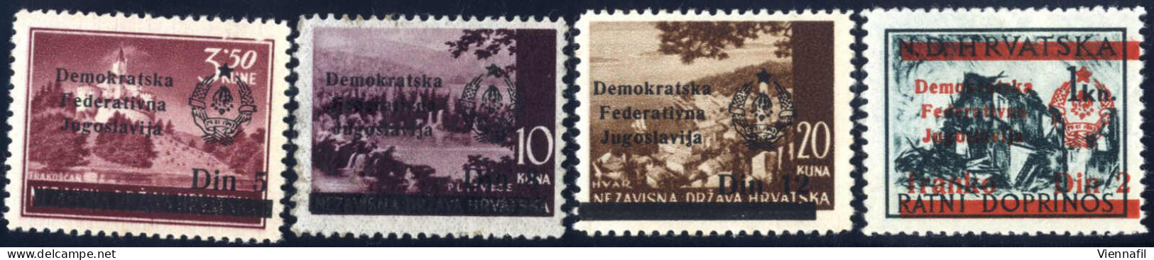 **/* 1945, Freimarkenausgabe Von Sarajewo, Marken Von Kroatien Mit Aufdruck "Demokratska/Federativna/Jugoslavija", Staat - Autres & Non Classés