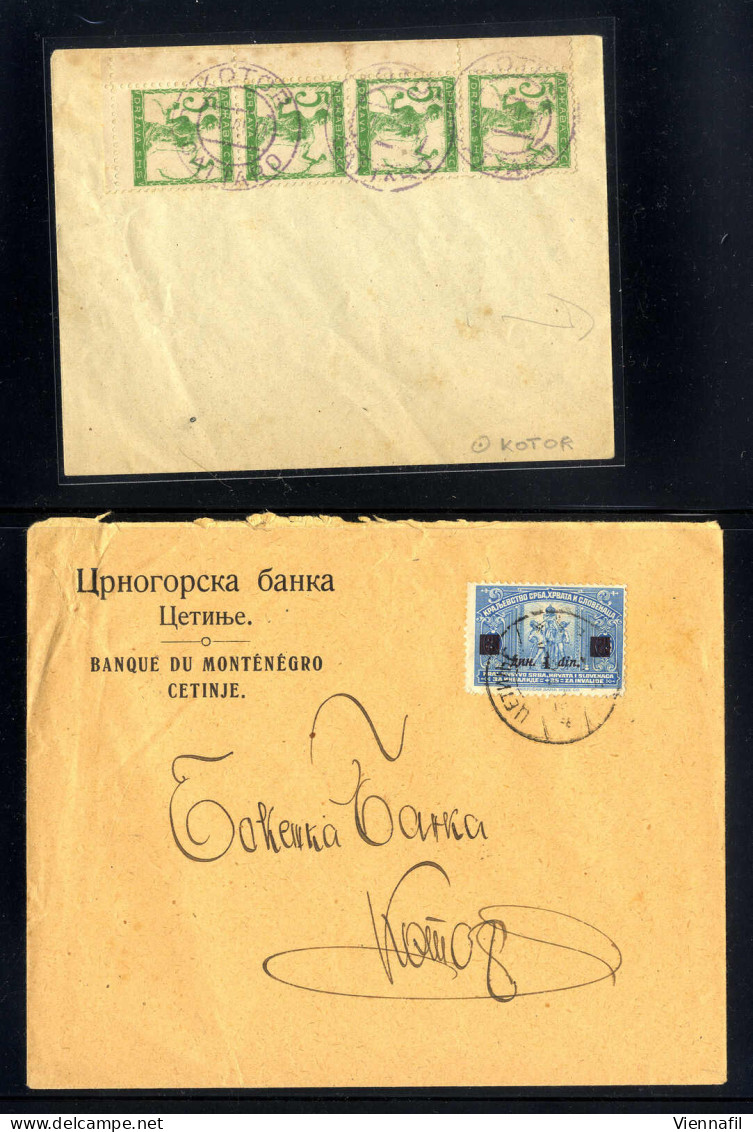**/o/cover Montenegro 1890/1943, interessantes Lot mit Belegen, Postkarten und Marken mit einigen Besonderheiten und nic