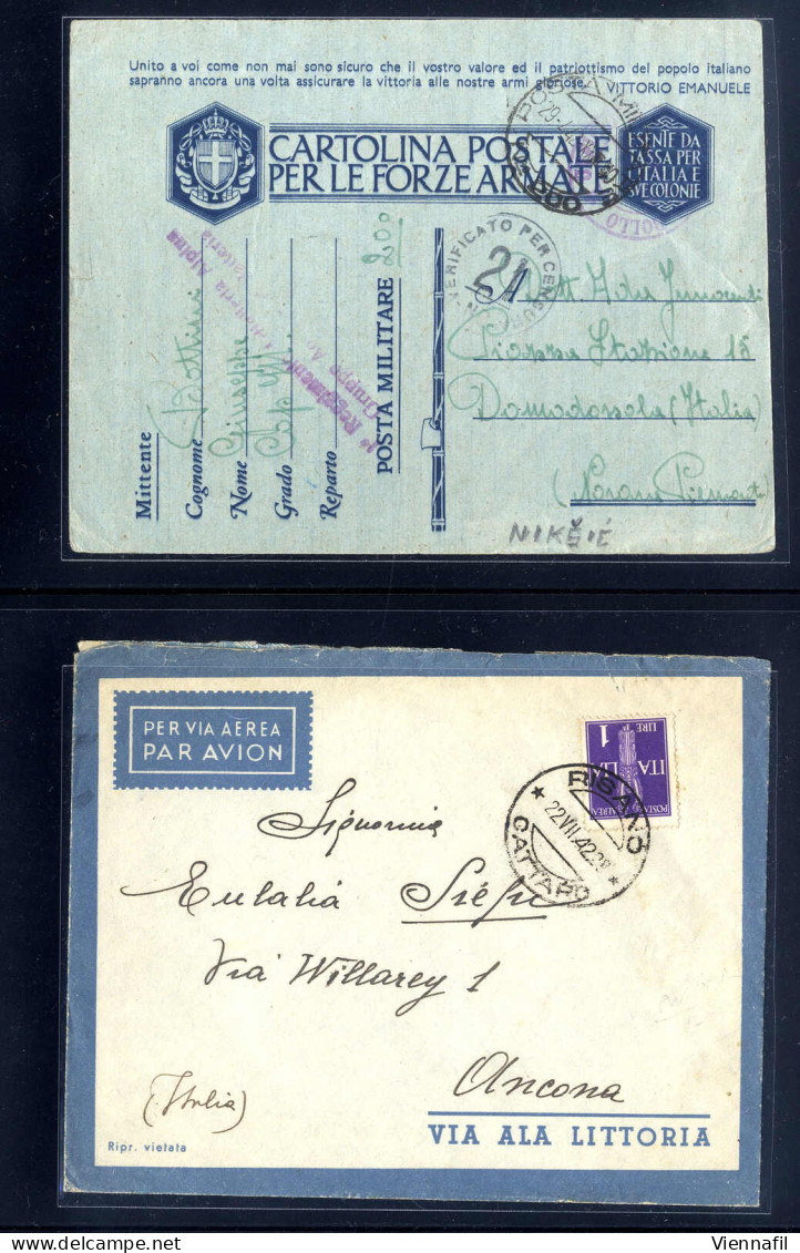 **/o/cover Montenegro 1890/1943, interessantes Lot mit Belegen, Postkarten und Marken mit einigen Besonderheiten und nic