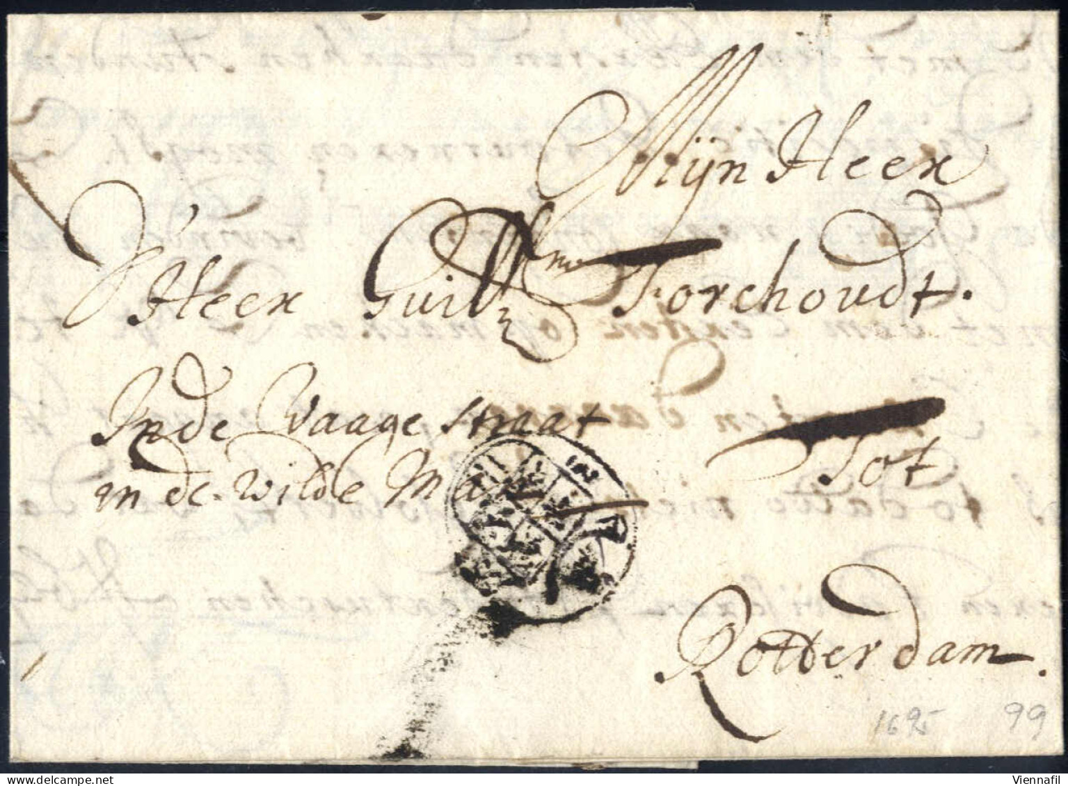 Cover 1693, Brief Mit Rotterdamer Drei Stuiver Posthornportostempel Auf Brief Von Amsterdam Am 15.8. Nach Rotterdam, Seh - Otros & Sin Clasificación