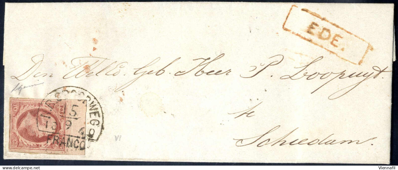 Cover 1860, König Wilhelm III, Brief Von Barneveld (rückseitig Linienstempel) EDE (Rahmenstempel Rot) Dort Mit Bahnpost  - Other & Unclassified