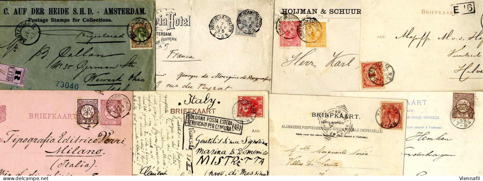 Cover 1895/1902, 8 Belege (4 Karten, Eine Ganzsache Und 3 Briefe), Destination (3 Nach Italien, Je Einer Nach Frankreich - Otros & Sin Clasificación