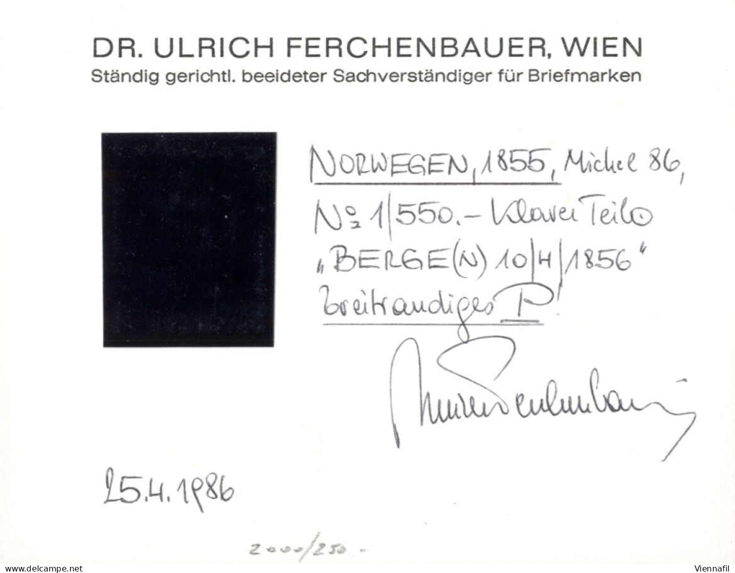 O 1855, 4 Sk. Blau, Ringsum Gut Gerandet Und Klar Gestempelt Mit "BERGEN, 10/4/1856", Breitrandiges Prachtstück (Mi. 1) - Sonstige & Ohne Zuordnung