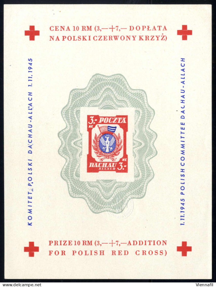 (*) 1945, 6 Blocks Und Ein Kleinbogen Von Vignetten Des Komitees Dachau-Allach, Ohne Gummi Wie Verausgabt, Alle Bilder I - Altri & Non Classificati