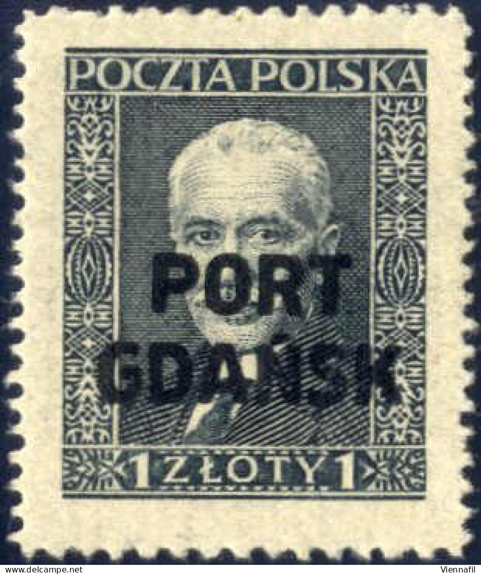** 1929, 1 Zl Schwarzgrau, Weniger Senkrechte Streifen Im Papier, Postfrisch, Mi. 23y / 600,- - Port Gdansk