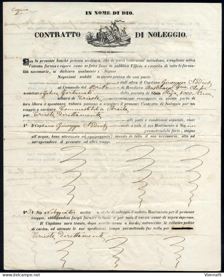 Cover 1855, Mietvertrag Verfasst In Galata Am 7.5. Für Einen Transport Von Ibraila Nach Triest - Andere & Zonder Classificatie