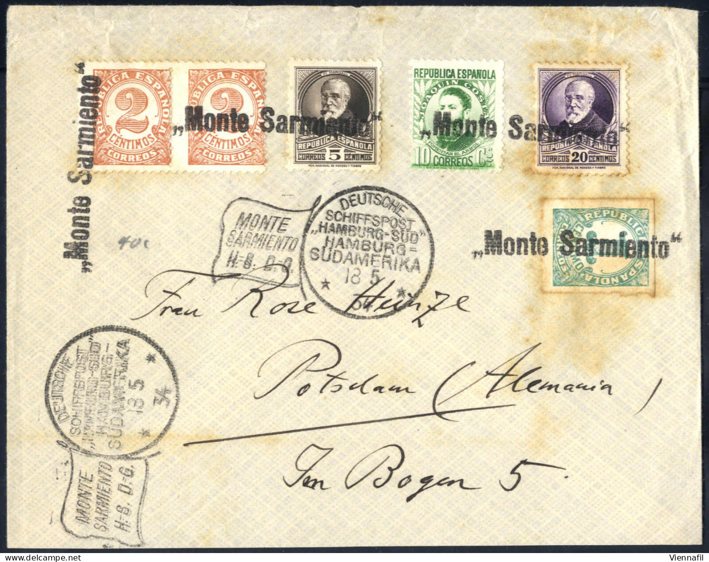 Pair 1934, Zwei Briefe Und Zwei Postkarten Frankiert Mit Spanischen Briefmarken Und Transportiert Mit Dem Dampfschiff "M - Otros & Sin Clasificación