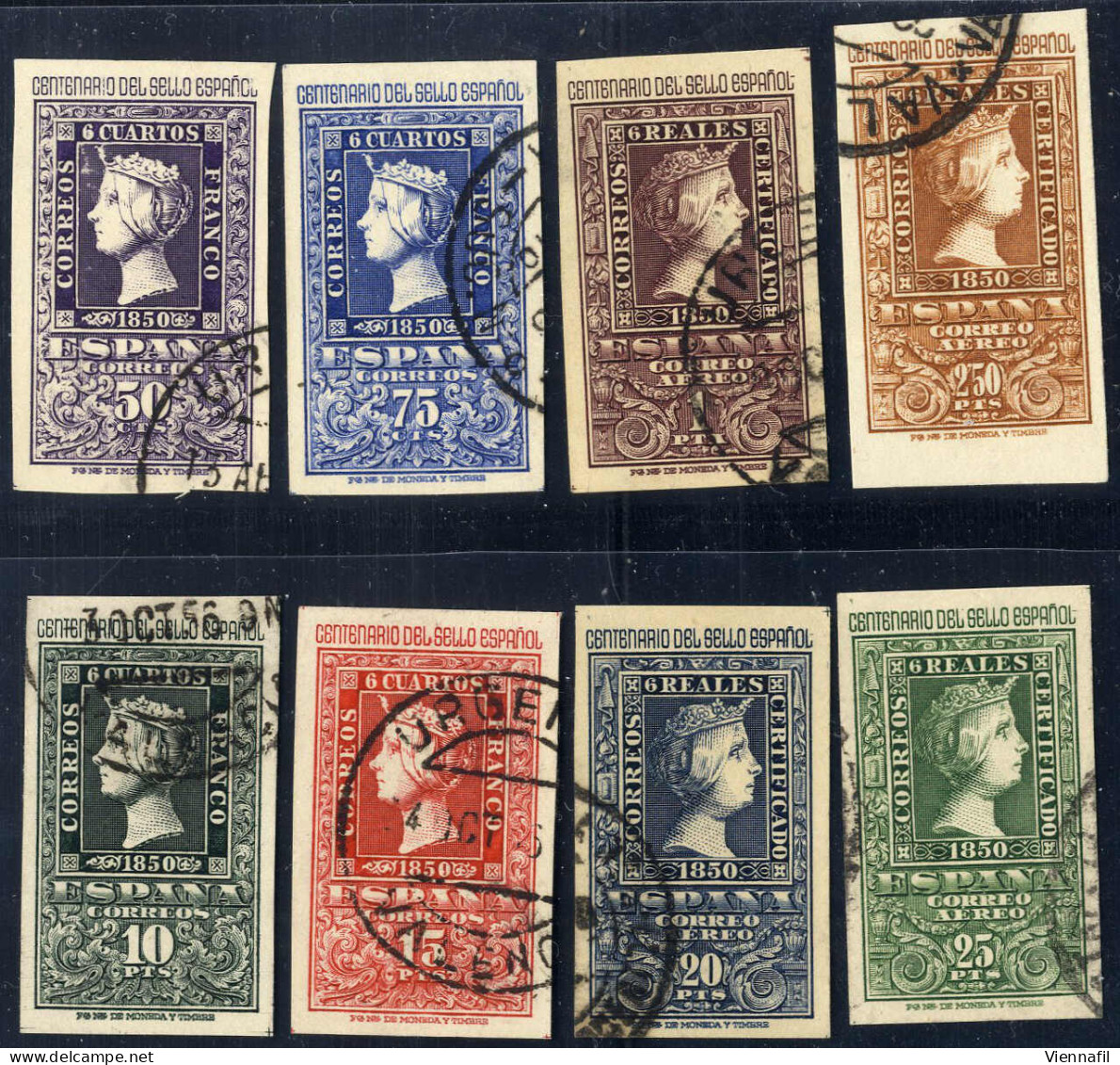 O 1950, 100 Jahre Briefmarken, Der Komplette Satz Gestempelt, Einwandfrei Erhalten (Mi. 975-982, € 400) - Altri & Non Classificati