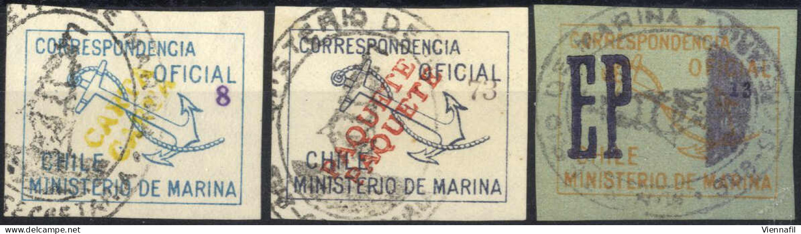 O 1906, Lot Von Gestempelten Dienstmarken: Mi. 1 (3 Stück), Mi. 3 (3 Stück), Mi. 4 (1 Stück) Und Mi. 5 (2 Stück) (Mi. €  - Chile