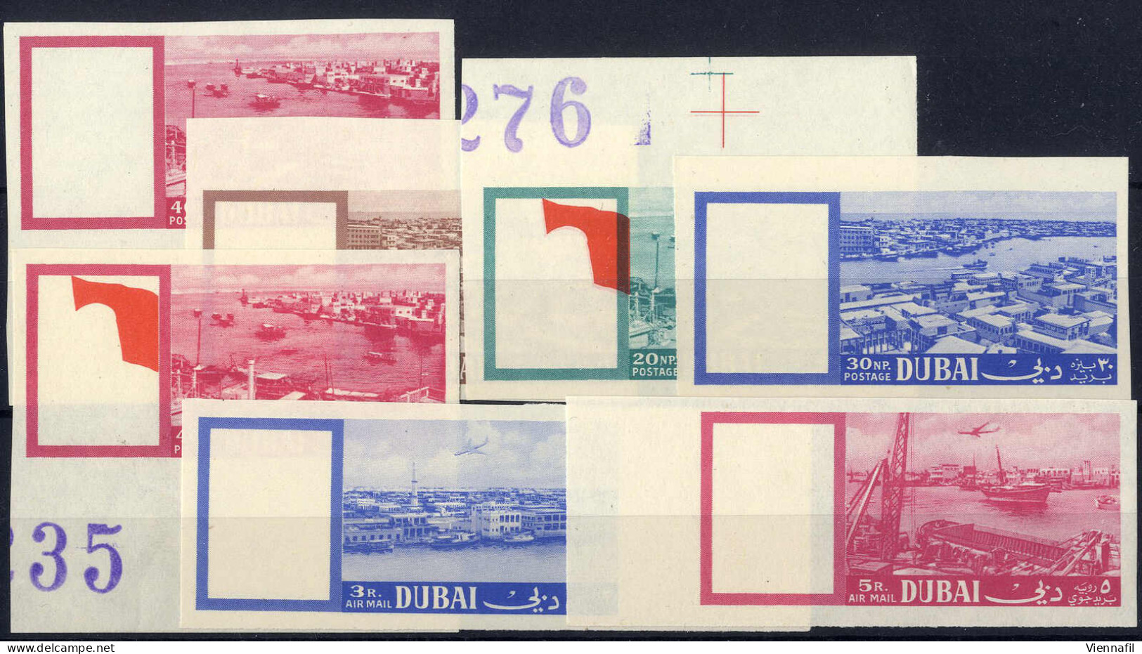 **/* 1964, Hafen Von Dubai, 7 Druckproben, Bis Auf Eine Postfrisch, Mi. 105-112 - Dubai