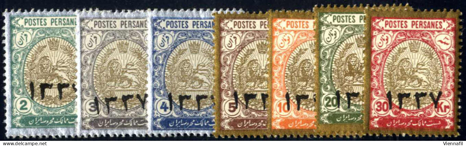 * 1918, Aufdruck Jahreszahl 1337, Komplette Serie 7 Werte, Gefalzt, Mi. 423-429 - Irán