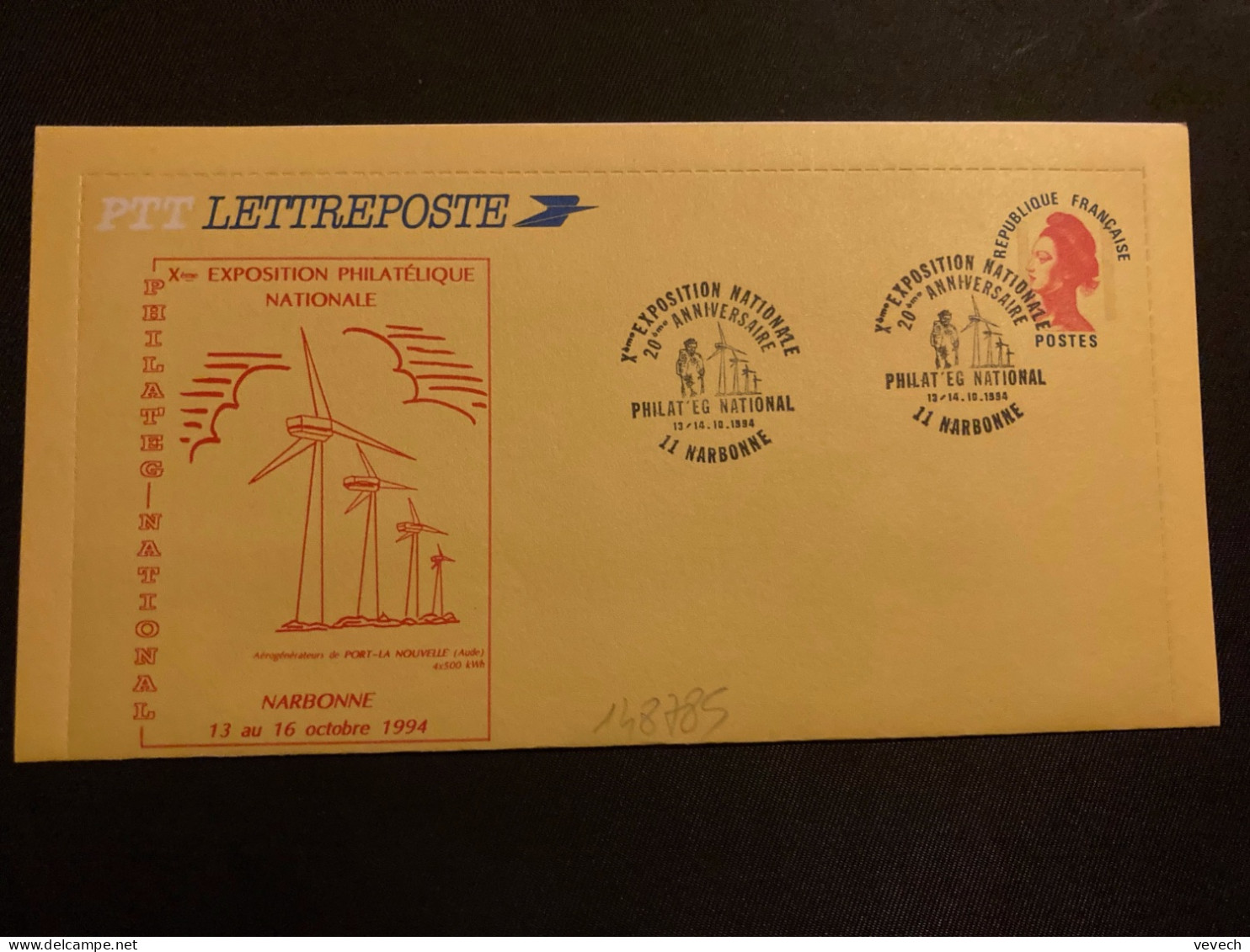 LETTRE POSTE LIBERTE ROUGE OBL.13/14.10.1984 11 NARBONNE PHILAT'EG NATIONAL Xème EXPOSITION NATIONALE - Briefmarkenausstellungen