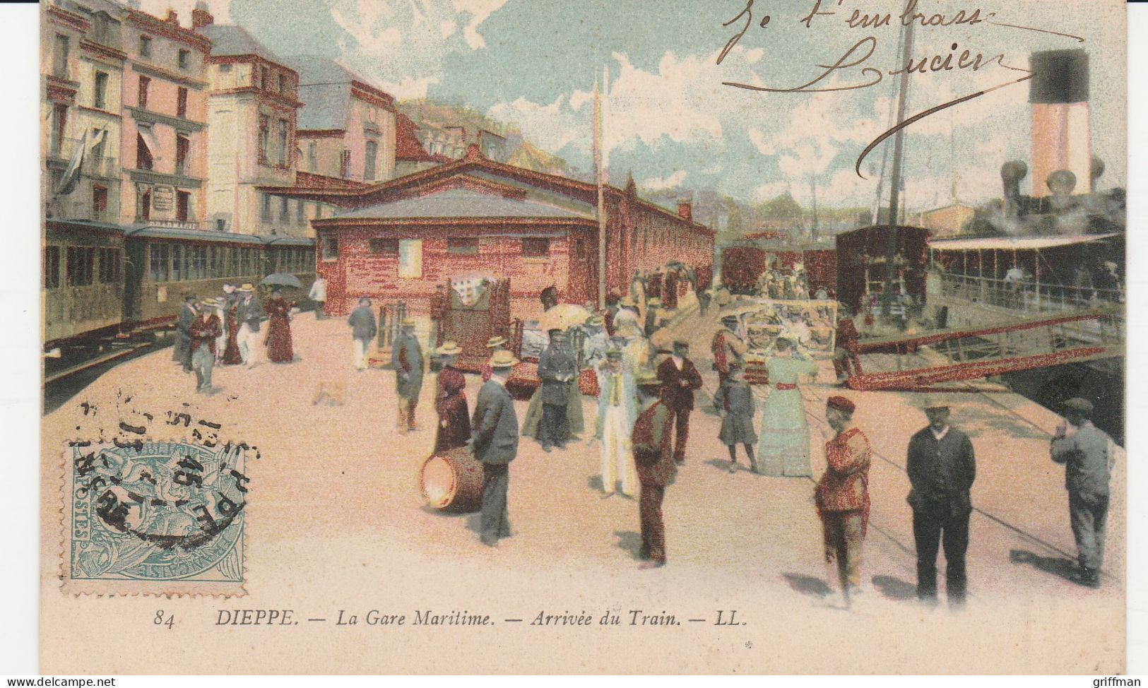 DIEPPE LA GARE MARITIME ARRIVEE DU TRAIN  1906 TBE - Dieppe