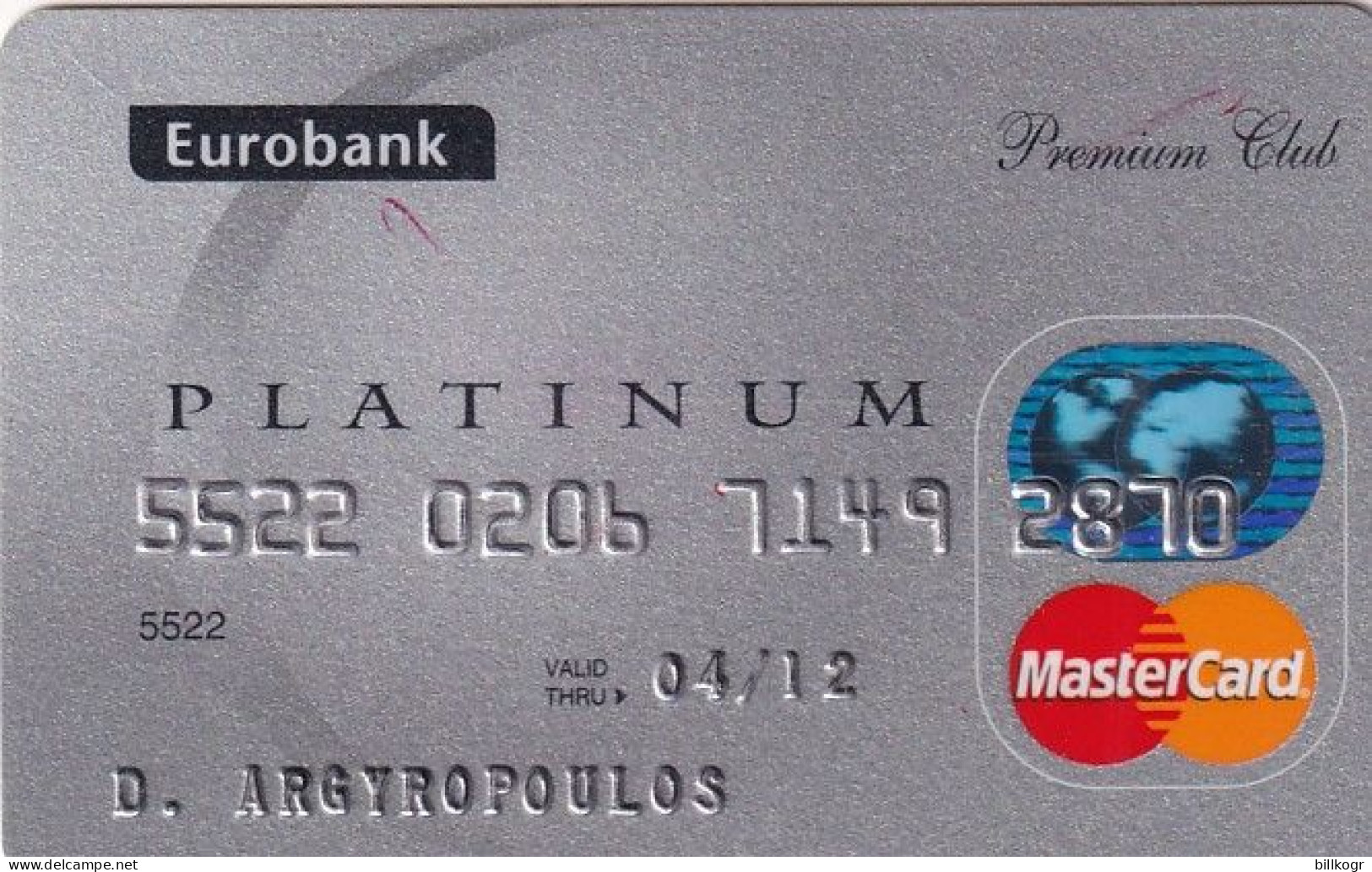 GREECE - Eurobank Platinum MasterCard, 03/04, Used - Krediet Kaarten (vervaldatum Min. 10 Jaar)