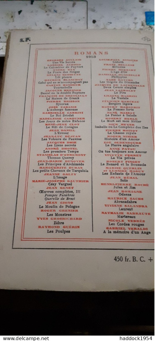 PARPAGNACCO Ou La Conjuration LOUIS GUILLOUX Gallimard 1954 - Autres & Non Classés