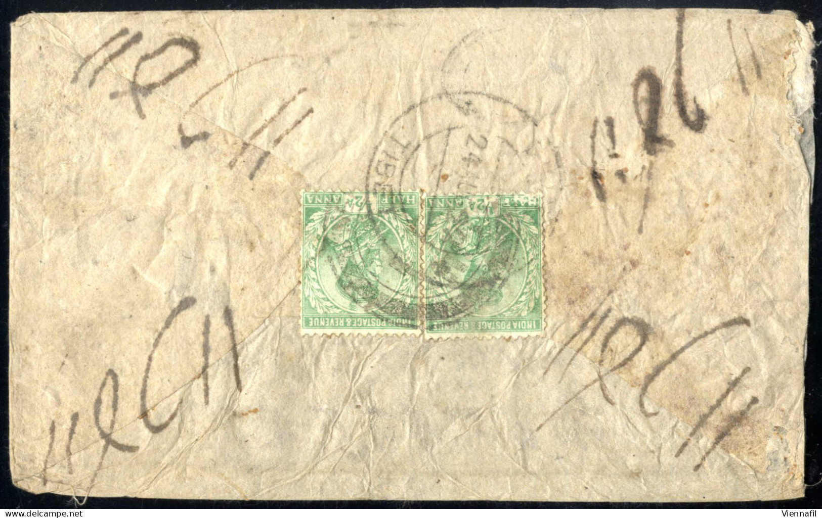 Cover 1959, Drei Dienstbriefe Frankiert Mit Dienst 8 P. + 32 P. + Viererstreifen 1 R. + 1 R. Mit Aufdruck "Kaj Sarkari,  - Nepal