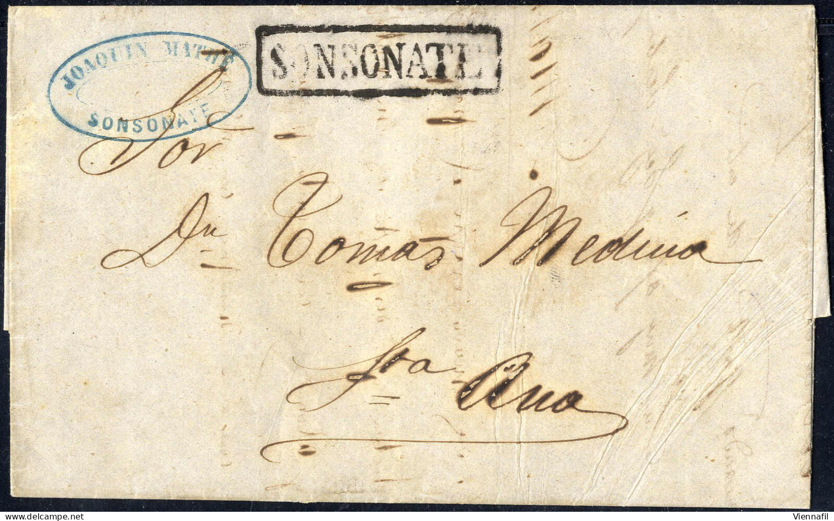 Cover 1861, Brief Aus Sonsonate Am 24.5. Nach Sta Ana Gestempelt "SONSONATE" - El Salvador