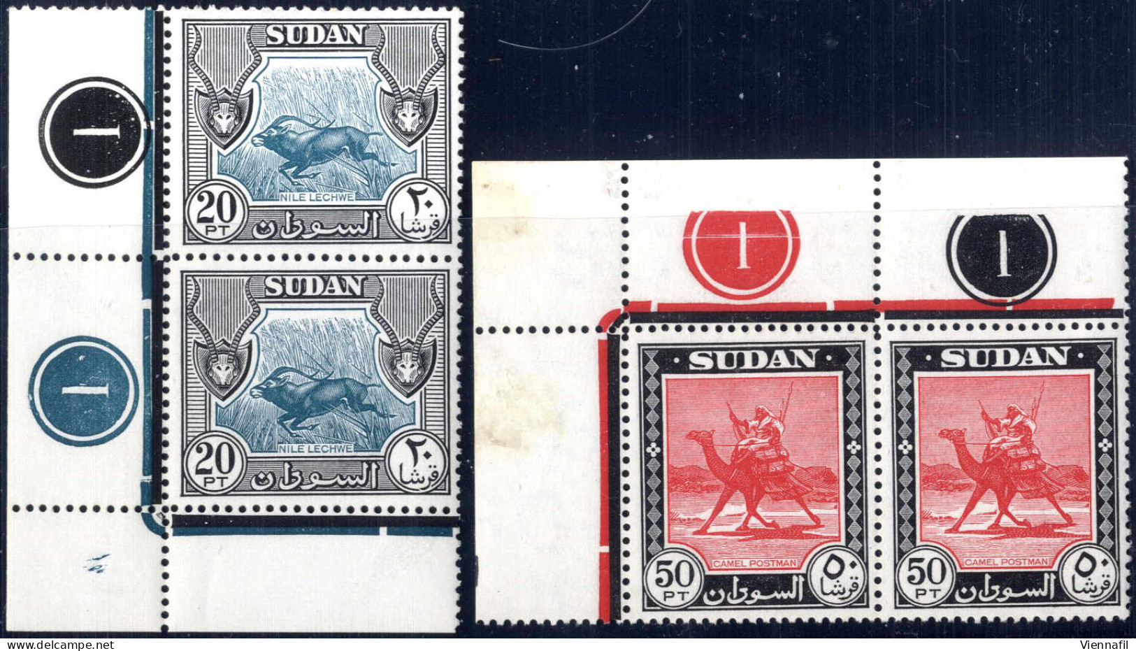 **/pair 1951, Definitve Issue, Complete Set Of 17 Values In Horizontal Or Vertical Pair With Sheet Corner And Plate Numb - Sudan (...-1951)