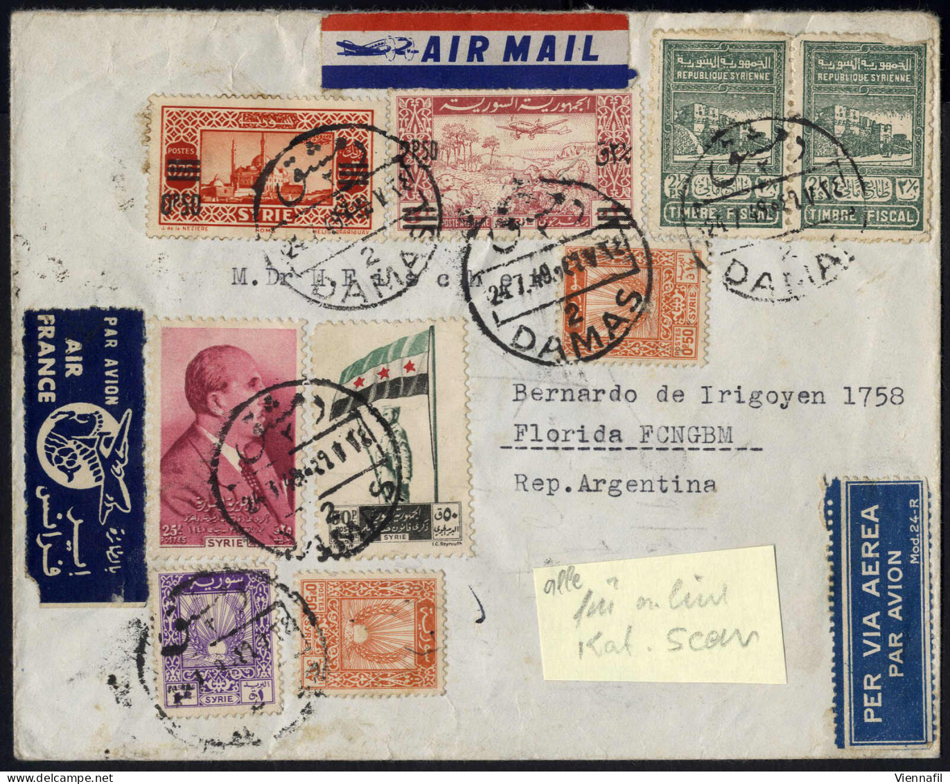 Cover 1949-53, Nice Selection Of Seven Air Mail Letters, Five Of Them Registered, All Directed To Argentina, With Some U - Other & Unclassified
