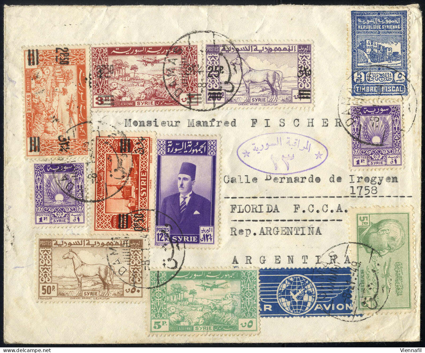 Cover 1949-53, Nice Selection Of Seven Air Mail Letters, Five Of Them Registered, All Directed To Argentina, With Some U - Other & Unclassified