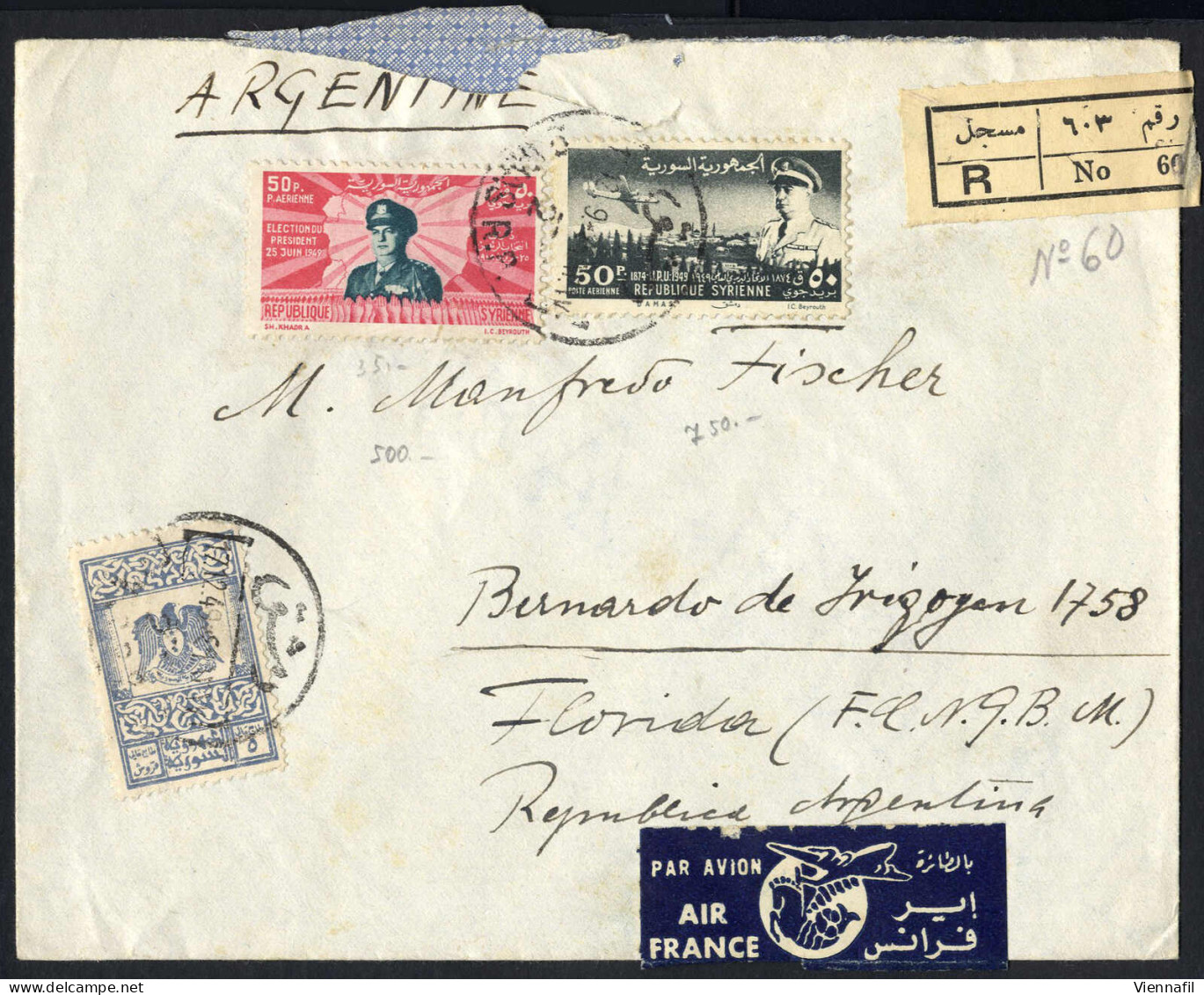 Cover 1949-53, Nice Selection Of Seven Air Mail Letters, Five Of Them Registered, All Directed To Argentina, With Some U - Sonstige & Ohne Zuordnung