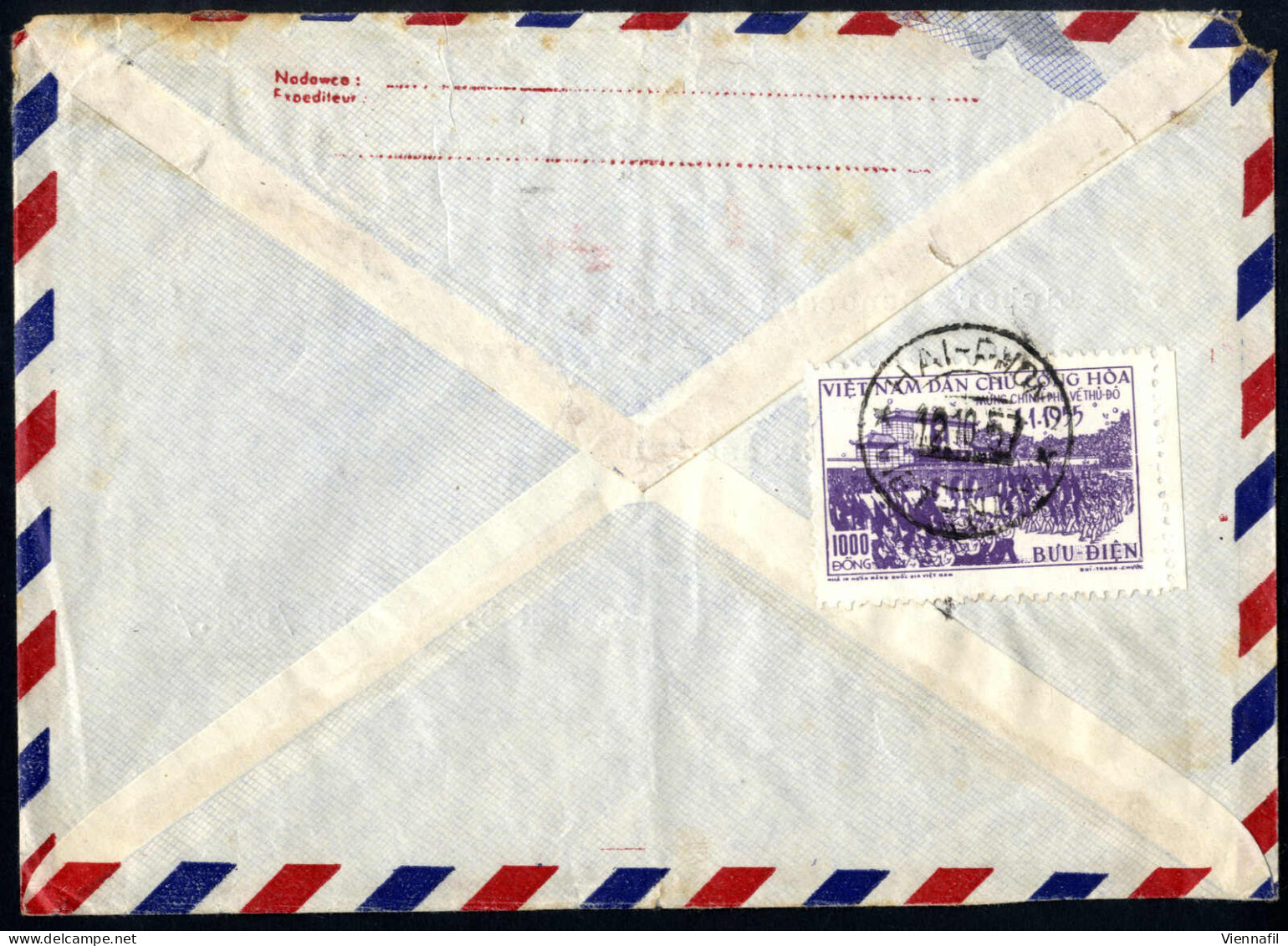 Cover 1957, Luftpostbrief Von 12.10.1957 Von Haiphong Nach Erkner Bei Berlin (DDR), Frankiert Mit 500 Böng Rotbraun Vord - Vietnam