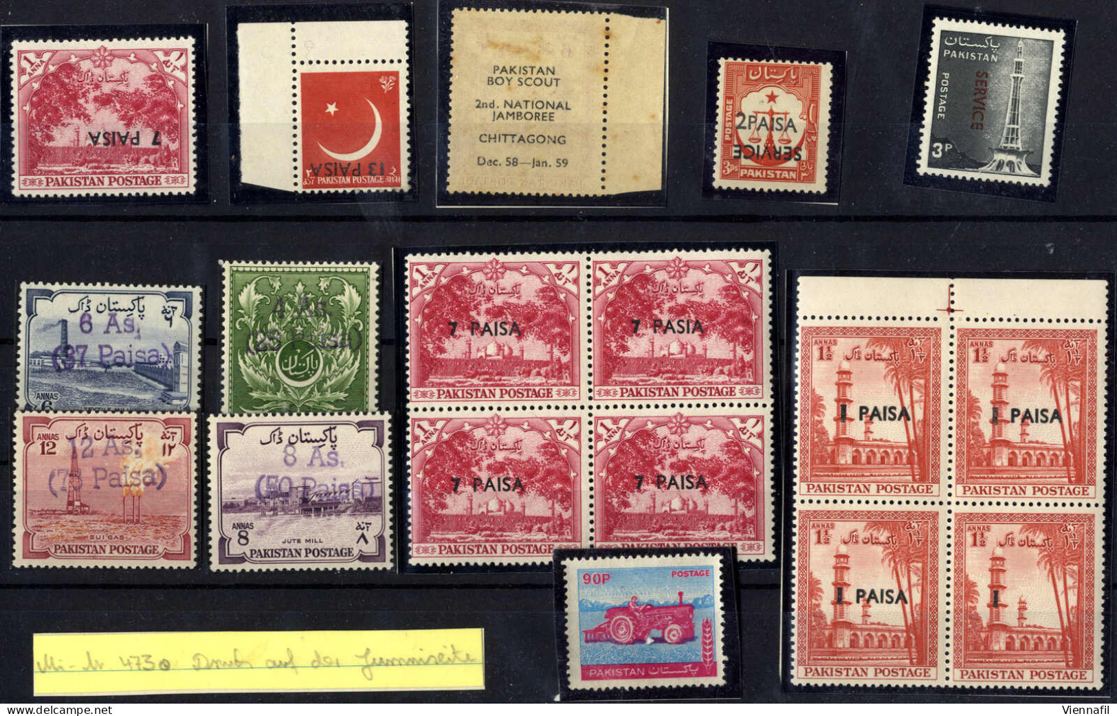 **/*/cover Pakistan 1949/66, Ungebrauchte Sammlung Mit Dienstmarken Und Vielen Besonderheiten Wie Ungezähnt, Kopfstehend - Pakistan