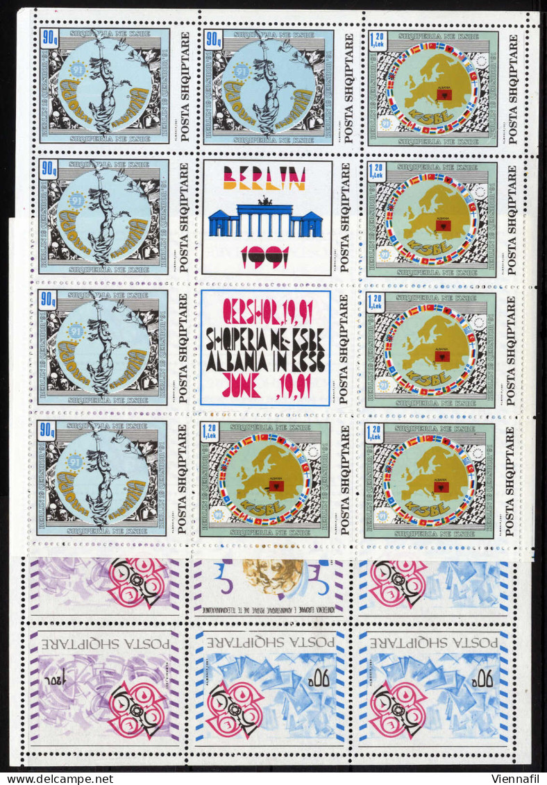 ** Albanien 1990/91, Lot Mit 200 Postfrischen Kleinbögen 2493/96 Und 38 Verkaufspackungen Mi. 2448/52, Katalogwert Ca. 4 - Albania