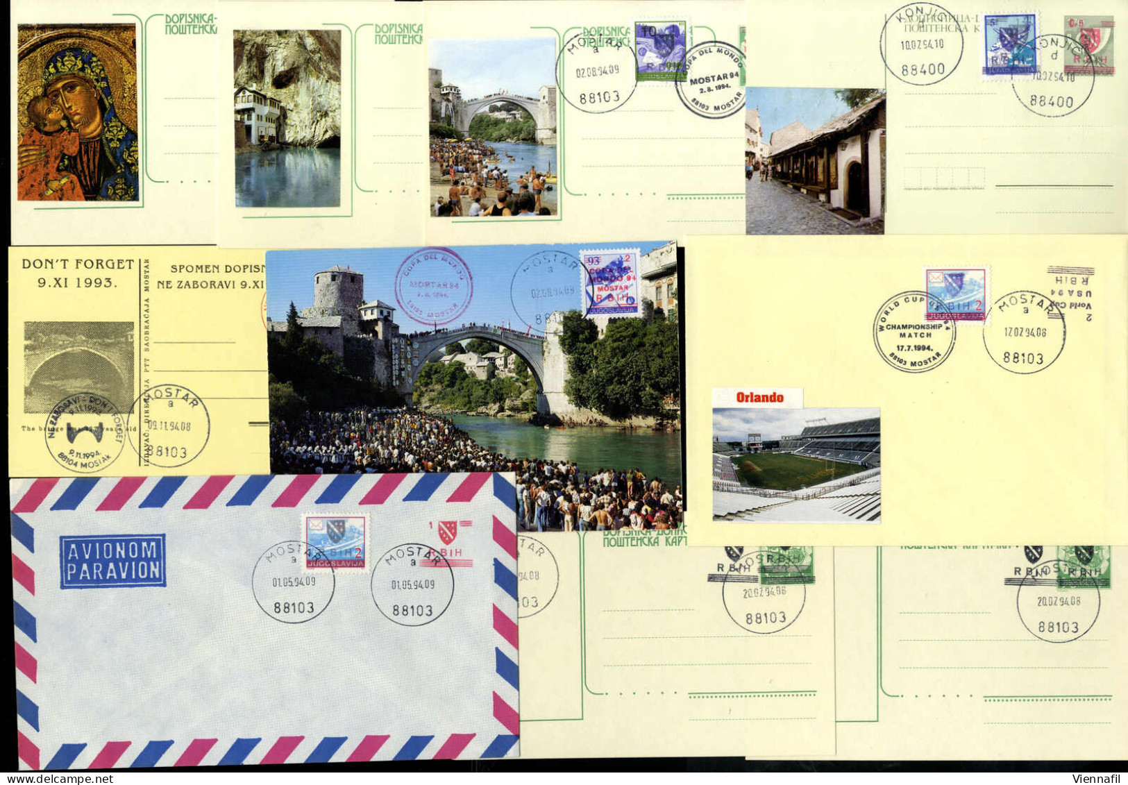 Cover BOSNIEN, Lokalausgabe OST MOSTAR: Partie Von über 50 Stück Ganzsachen, Karten Und Briefe Aus 1994, Dabei Auch Aufd - Bosnien-Herzegowina