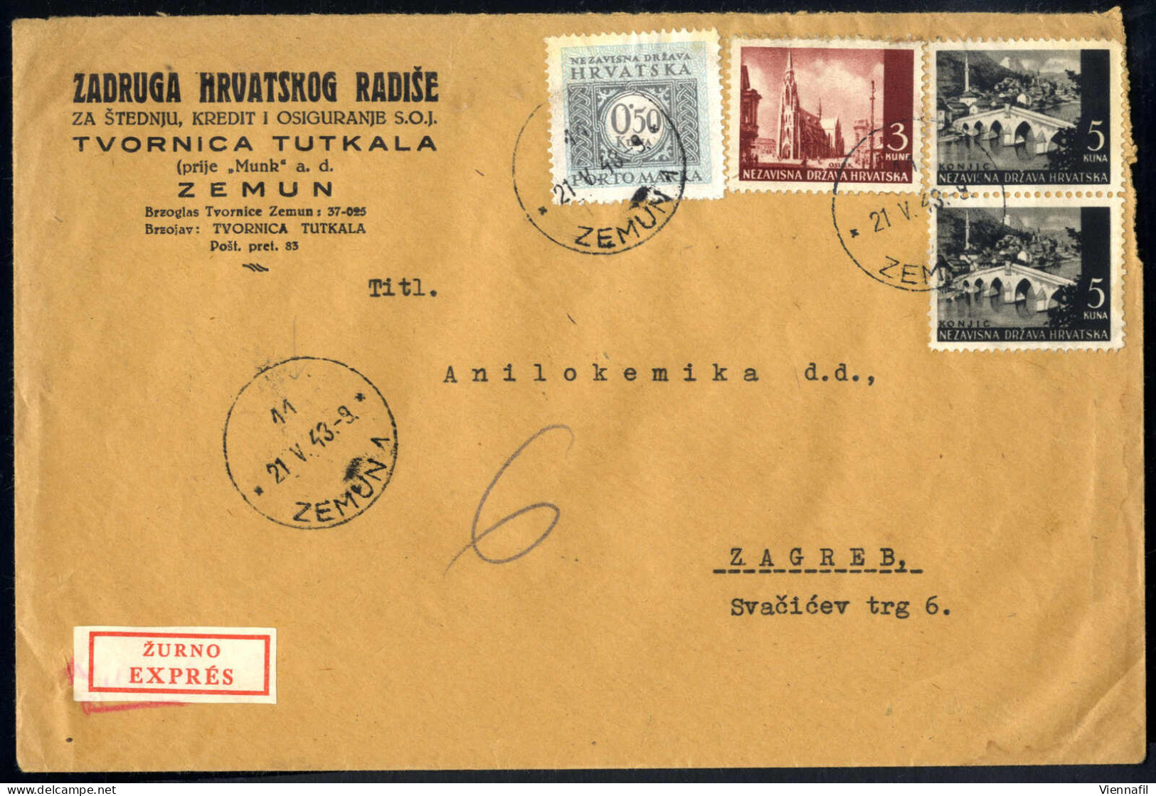 Cover CROATIA 1941-45; Collection Of Postage Dues On Letters, Postcards And Documents (totally 24 Pieces), Some Register - Croacia